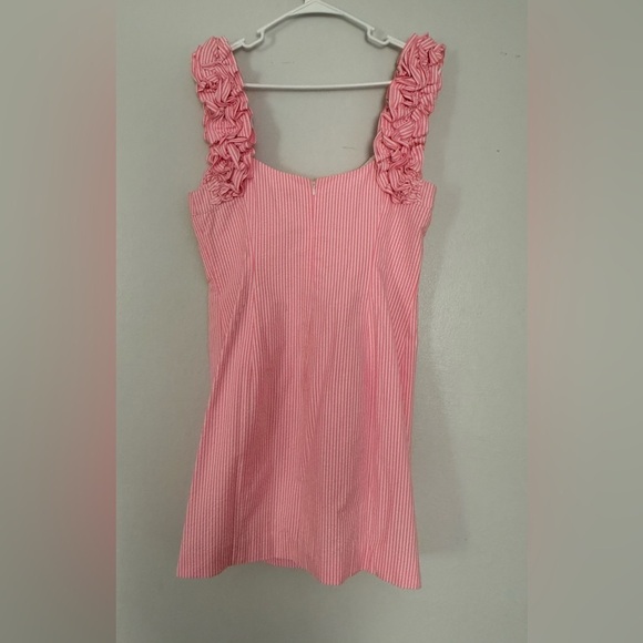 Lilly Pulitzer Devina Dress Pink Cosmo Yard Dyed Stripe Seersuck Size 10 - Picture 4 of 5
